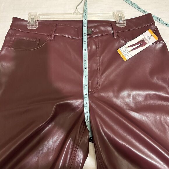 Joie Women’s Vegan Leather Straight Leg Pants Size 12 Maroon Red 90s Y2K NWT - Picture 6 of 9